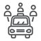 Car sharing line icon, auto and people, automobile sign, vector graphics, a linear pattern on a white background.