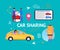 Car Sharing Service Cycle. Vector Infographics.