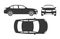 Car silhouette. Automobile top, side and front view. Vehicle projection mockup, regular sedan auto for family, race or