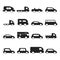 Car silhouettes icon. Type of transport minivan truck suv micro van vector black symbols