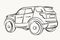 Car Simple illustration, modern automobile silhouette, side view outline, line design. Vector
