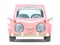 Car small cartoon pink front