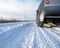 Car on a snowy country road