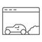 Car speed browser thin line icon. Web window with vehicle and frame. Internet technology vector design concept, outline