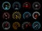 Car speedometer icons of dashboard speed meters