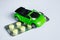 Car stand on pills concept drug driving danger fatality kill people