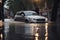 Car submerged in flood water. Car insurance concept. Generative ai