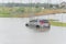 Car swamped by hurricane flood water in East Houston, Texas, USA