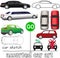 Car symbols auto transportation set