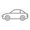 Car thin line icon, traffic and vehicle, automobile sign, vector graphics, a linear pattern on a white background.