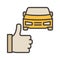 Car and Thumbs Up vector Carsharing concept colored icon