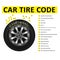 Car tire code deciphering, marking of tires, nomenclature of wheel tyres, size, wheel dimensions and construction type information