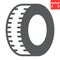 Car tire glyph icon, recycle and car wheel, rubber waste vector icon, vector graphics, editable stroke solid sign, eps