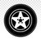 Car tire / vehicle or automobile tire alloy wheel with rim vector flat icon on a transparent background