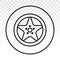 Car tire / vehicle or automobile tire alloy wheel with rim vector flat icon on a transparent background