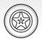 Car tire / vehicle or automobile tire alloy wheel with rim vector flat icon on a transparent background