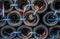 Car tires set up as barriers in the street for the Monaco Grand Prix F1 race in Monaco, Cote d'Azur