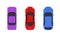 Car top view vector cartoon icon. Car above top view pictogram aerial illustration