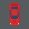 Car top view vector icon. Red traffic cartoon auto vehicle above. Speed sport flat machine element. Highway industry