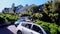 Car traffic on famous Lombard Street in San Francisco, USA,