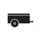 Car trailer black line icon on white background