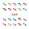 Car Transport Different Body Type Icons Set Vector