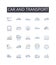 Car and transport line icons collection. Thrill, Anticipation, Euphoria, Rush, Spark, Energy, Enthusiasm vector and