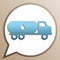 Car transports Oil sign. Bright cerulean icon in white speech balloon at pale taupe background. Illustration