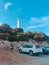 car travel concept suv near lefkada lighthouse