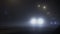 Car truck Volvo driving on a road in fog at night, Bobruisk, Belarus 11.20.18