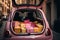 Car trunk full of holidays gifts boxes and presents. Generative Ai