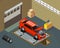 Car Tuning Isometric Composition