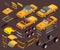 Car Tuning Snyling Parts Isometric Set