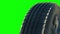 Car tyre summer wheel rotate motion isolate green