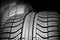 Car tyres profile close up