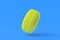Car tyres of yellow color on blue background. Automotive parts