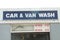 car and van wash horizontal rectangle sign writing caption text blue and white. ph