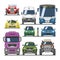 Car vector front view auto delivery transport offroad automobile vehicle sportcar illustration set of cargo truck and