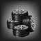 Car vector tyres isolated on black background