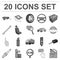 Car, vehicle monochrome icons in set collection for design. Car and equipment vector symbol stock web illustration.