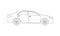 Car or Vehicle outline icon. Side view. Sedan silhouette. Vector illustration