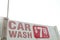 car wash 708 7 dollars plus tax minimum 25 litre gas horizontal rectangle sign. ph