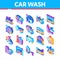 Car Wash Auto Service Isometric Icons Set Vector