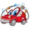 Car wash character cartoon over background white