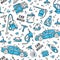 Car wash and detaling seamless pattern with icons