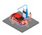 Car Wash Isometric Colored Composition