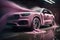 Car wash with pink foam. AI generated