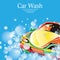 Car wash. Poster template for your design. Vector