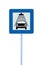 Car wash road sign, post pole, traffic roadsign, blue isolated vehicle shower washing service roadside signage