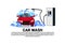 Car Wash Service Banner With Cleaning Vehicle Over Copy Space Background